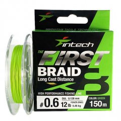 Шнур плетеный Intech First Braid X8 Green 150m 1.5 (26lb/11.80kg)