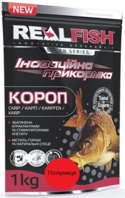 Классическая прикормка Real Fish Карп "Клубника" 1кг
