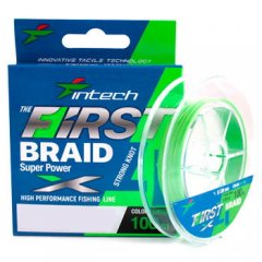 Шнур плетеный Intech First Braid X4 Green 100m 0.6 (10lb/4.54kg)