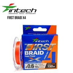 Шнур плетеный Intech First Braid X4 Orange 150m 0.6 (10lb/4.54kg)